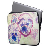 Pansy Panies Purple Flowers Floral Waterverf Naam Laptop Sleeve (Voorkant Links)