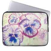 Pansy Panies Purple Flowers Floral Waterverf Naam Laptop Sleeve (Voorkant)