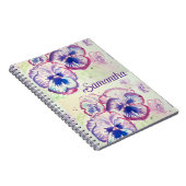 Pansy Panies Purple Flowers Floral Waterverf Naam Notitieboek (Rechterzijde)
