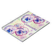 Pansy Panies Purple Flowers Floral Waterverf Naam Notitieboek (Linkerzijde)