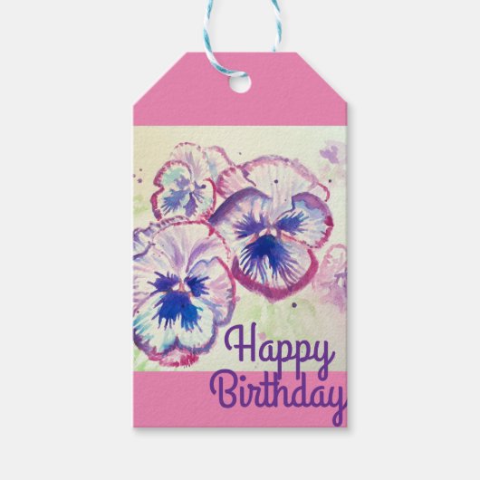 Pansy Pansies Paarse Bloem Bloem Roze Cadeaulabel (Voorkant)