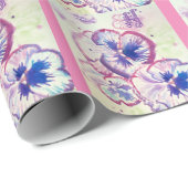 Pansy Pansies Paarse Bloem Bloem Roze Cadeaupapier (Rol Hoek)