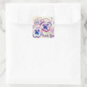 Pansy Pansies Paarse Bloem Bloem Roze Dank u Vierkante Sticker (Tas)
