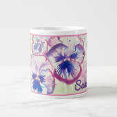 Pansy Pansies Paarse Bloem Bloem Roze Grote Koffiekop (Voorkant)