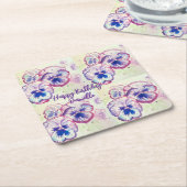 Pansy Pansies Paarse Bloem Bloem Roze Kartonnen Onderzetters (Schuin)