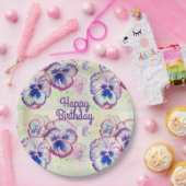 Pansy Pansies Paarse Bloem Bloem Roze Papieren Bordje (Feest)