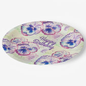 Pansy Pansies Paarse Bloem Bloem Roze Papieren Bordje (Gekanteld)