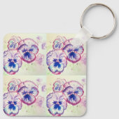 Pansy Pansies Paarse Bloem Bloem Roze Sleutelhanger (Achterkant)