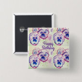 Pansy Pansies Paarse Bloem Bloem Roze Vierkante Button 5,1 Cm (Voorkant /achterkant)