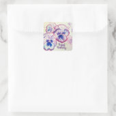 Pansy Pansies Paarse Bloem Bloem Roze Vierkante Sticker (Tas)