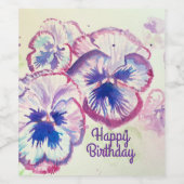 Pansy Pansies Paarse Bloem Bloem Roze Wijn Etiket (Enkel label)