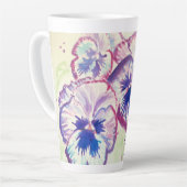 Pansy Pansies Paarse Bloem Bloemen Roze Vrouwen Latte Mok (Linkerhoek)