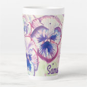 Pansy Pansies Paarse Bloem Bloemen Roze Vrouwen Latte Mok (Voorkant)