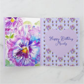 Pansy Pansies Paarse Bloem Verjaardag Meisjes Naam Kaart (Binnen)