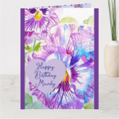 Pansy Pansies Paarse Bloem Verjaardag Meisjes Naam Kaart (Voorkant)