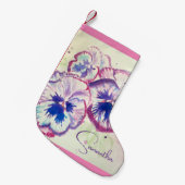 Pansy Pansies Paarse Waterverf Bloem Bloem Roze Kleine Kerstsok (Voorkant (Hangend))