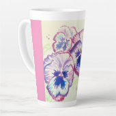 Pansy Pansies Paarse Waterverf Bloem Bloem Roze Latte Mok (Linkerhoek)