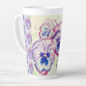 Pansy Pansies Paarse Waterverf Bloem Bloem Roze Latte Mok (Linkerhoek)