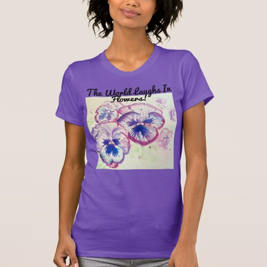 Pansy Pansies Paarse Waterverf Bloem Bloem Roze T-shirt (Voorkant)