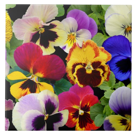 Pansy Patchwork ~ Keramische tegel Tegeltje (Voorkant)