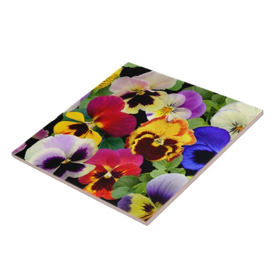 Pansy Patchwork ~ Keramische tegel Tegeltje (Zijkant)