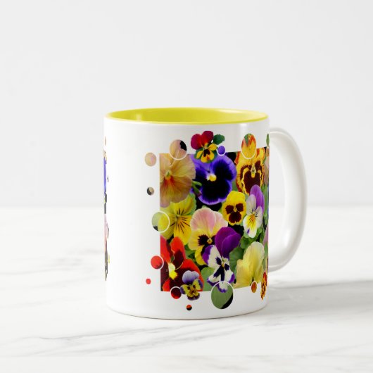 Pansy Patchwork Tweekleurige Koffiemok (Voorkant rechts)