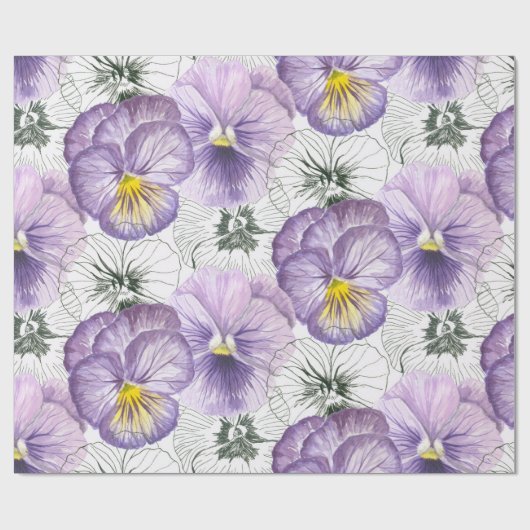 Pansy patroon cadeaupapier (Vlak)