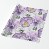 Pansy patroon cadeaupapier (Uitgerold)