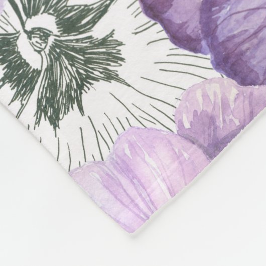 Pansy patroon fleece deken (Hoek)