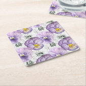 Pansy patroon kartonnen onderzetters (Schuin)