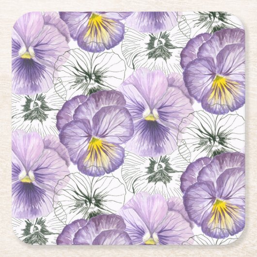 Pansy patroon kartonnen onderzetters (Voorkant)