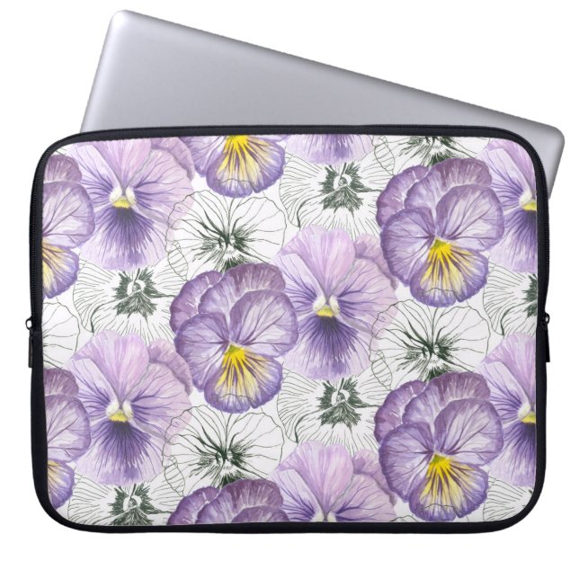 Pansy patroon laptop sleeve (Voorkant)