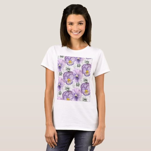 Pansy patroon t-shirt (Voorkant volledig)