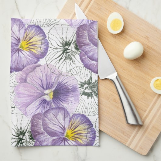 Pansy patroon theedoek (Quarter Fold)