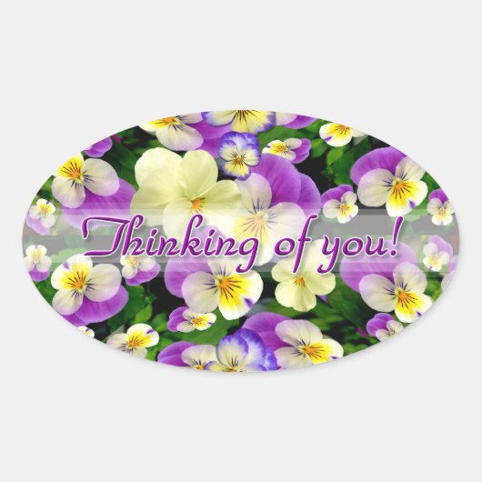 Pansy Perfect Denking of You Ovale Sticker (Voorkant)