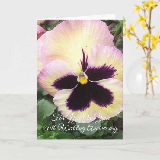 Pansy Personalized 70th Wedding Jubileum Kaart (Gele Bloem)