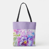 Pansy Pink Watercolor Pansies floral Flower Tote Bag (Achterkant)