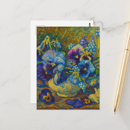 Pansy Postcard Briefkaart (Voorkant / Achterkant in situ)