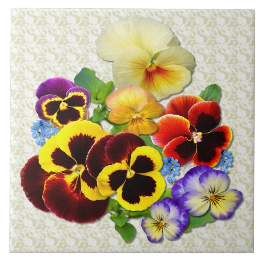 Pansy Posy ~ Ceramic Tile Tegeltje (Voorkant)
