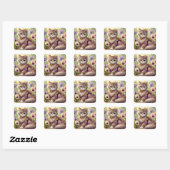 Pansy Princess Cat Vierkante Sticker (Vel)