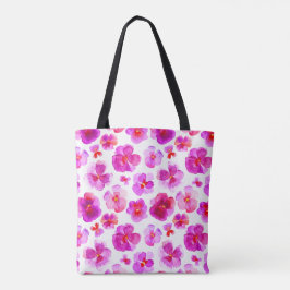 Pansy roze bloemzak voor waterverf tote bag