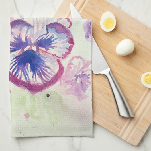 Pansy Roze Waterverf Pansies Bloem Bloem Blush Theedoek (Quarter Fold)