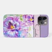 Pansy Roze Waterverf Pansies bloem Bloem Telefoon Case-Mate iPhone Case (Achterkant (horizontaal))