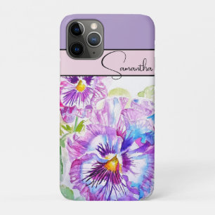Pansy Roze Waterverf Pansies bloem Bloem Telefoon Case-Mate iPhone Case