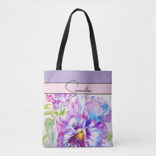 Pansy Roze Waterverf Pansies bloem bloemen Tote Bag