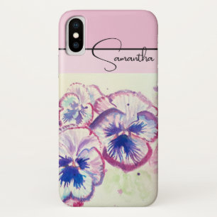 Pansy Roze Waterverf Pansies Bloemen Telefoon Case-Mate iPhone Case