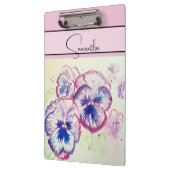 Pansy Roze Waterverf Pansies Bloemen Telefoon Klembord (Links)