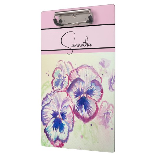 Pansy Roze Waterverf Pansies Bloemen Telefoon Klembord (Links)