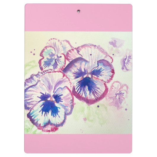 Pansy Roze Waterverf Pansies Bloemen Telefoon Klembord (Achterkant)