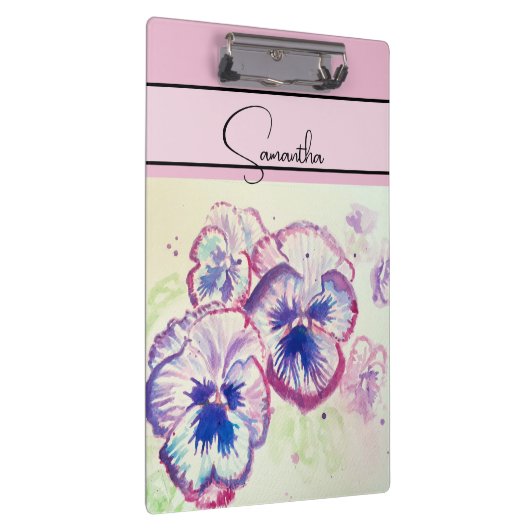 Pansy Roze Waterverf Pansies Bloemen Telefoon Klembord (Rechts)